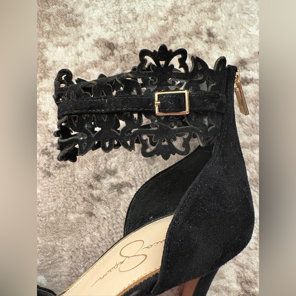 Jessica Simpson Suede Black Heels with ankle design - Picture 6 of 11